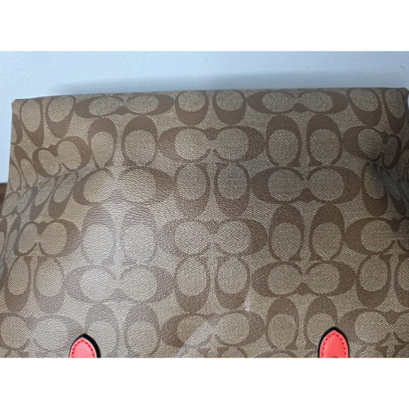COACH Brown Signature Canvas Orange Leather Satchel Tote Shoulder Bag F58292 - Picture 15 of 15